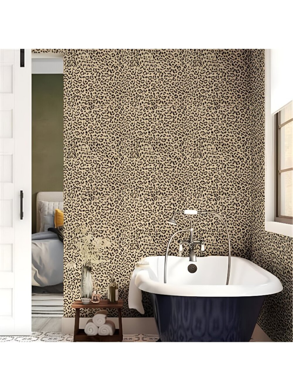 Leopard Print Peel and Stick Wallpaper 17.3"x400" Black/Brown